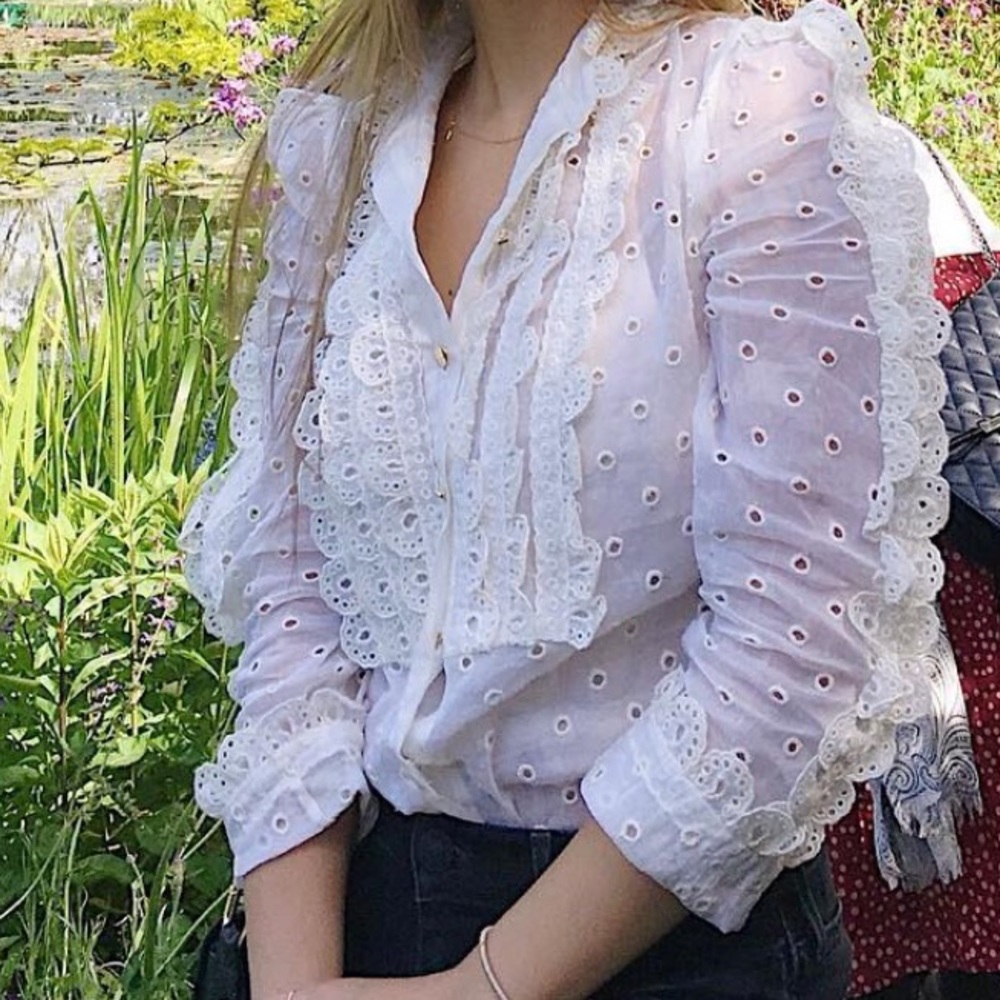 Zimmermann top linen summer embroidery shirts
